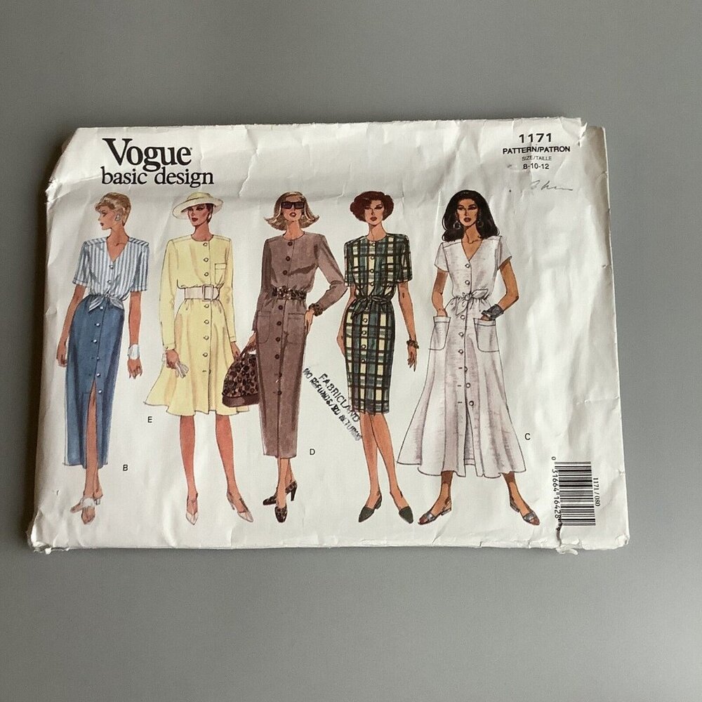 Vogue 1171 Basic Design Vintage Sewing Pattern Misses’ Dresses Sizes 8-10-12